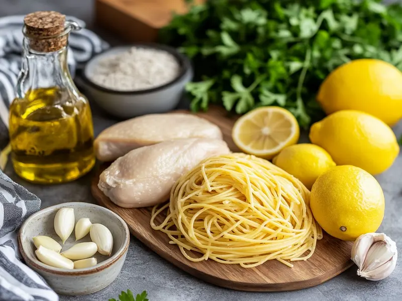 Ingredients for lemon chicken pasta
