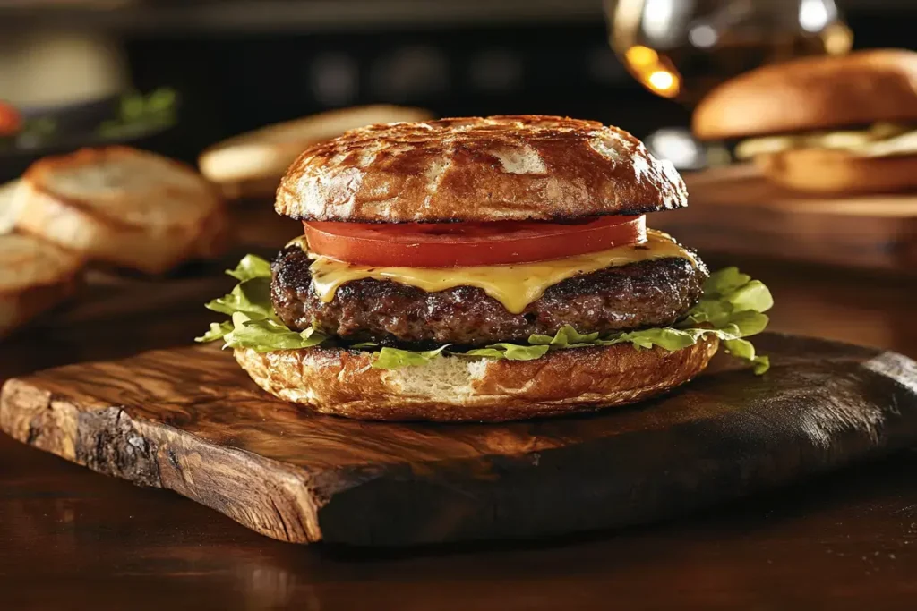 Butter Burger with Melted Butter Dripping Over the Patty