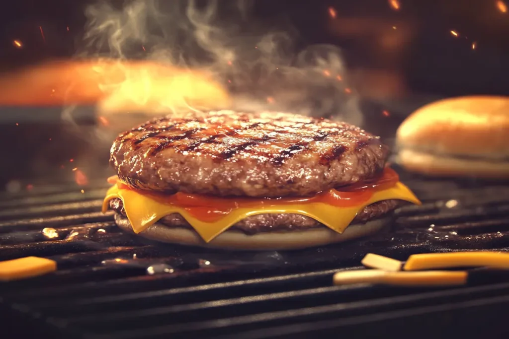 Grilled Burger Patty with Sizzling Smoke