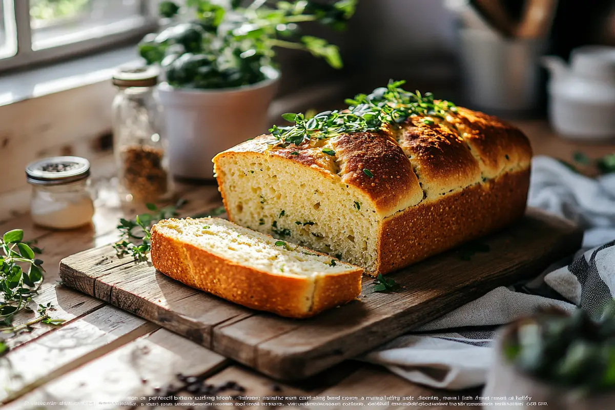 Freshly baked lentil bread loaf with soft, fluffy texture