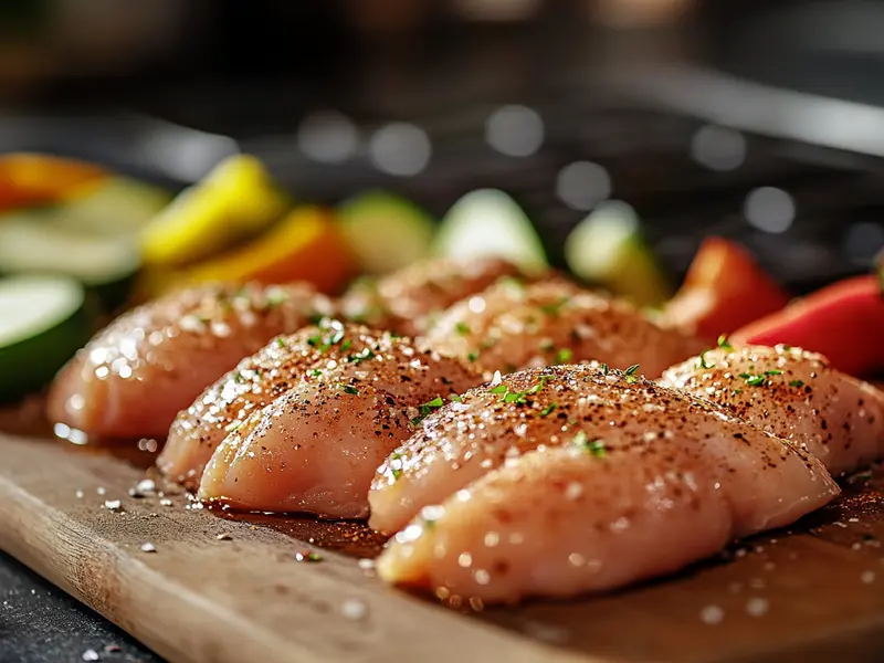 Seasoning chicken breasts for Blackstone griddle cooking