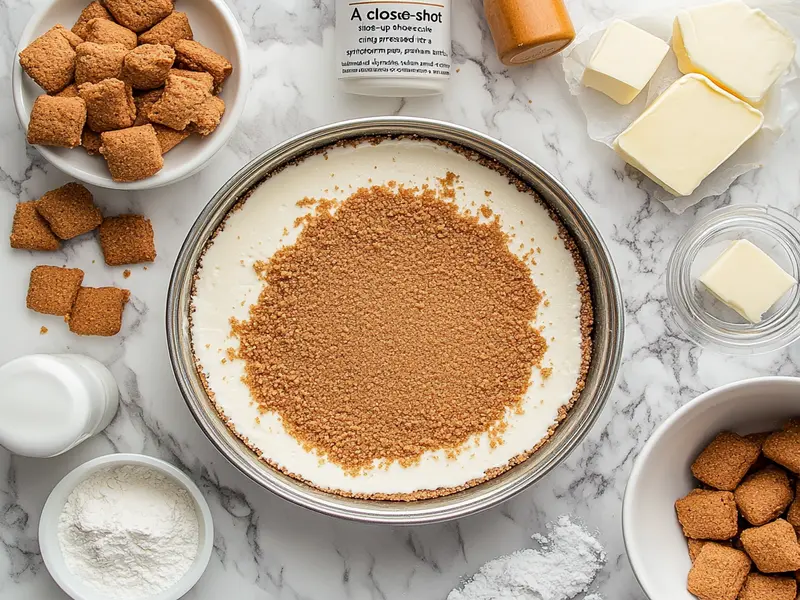 Preparing crust for banana cheesecake in a springform pan