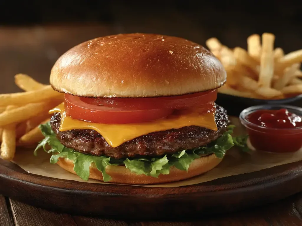 A juicy butter burger with melted butter, lettuce, and cheese