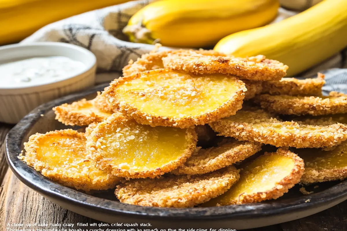 Crispy fried squash slices with ranch dip