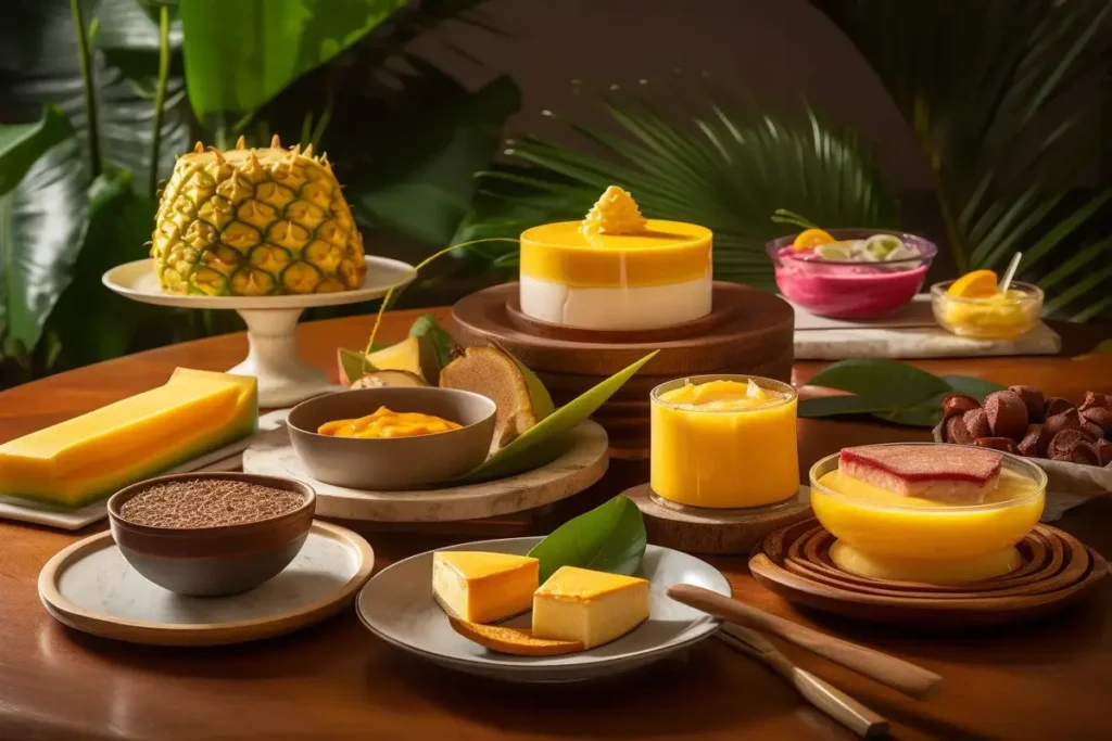 A variety of delicious mango fruit dessert recipes, including cheesecake and sorbet.